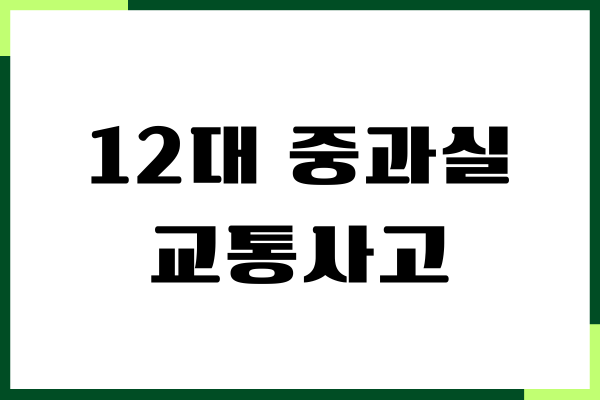 12대 중과실 교통사고 합의금 산정, 법적 자문, 벌금, 벌점