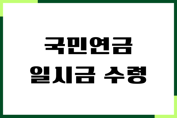 국민연금 일시금 수령 조건, 절차, 수령 방법 안내