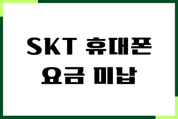 SKT 휴대폰 요금 미납, 정지 해제, 납부 방법 안내