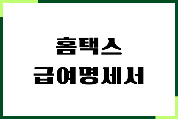 홈택스 급여명세서 발급, 간편 조회, 급여확인, 활용 방법